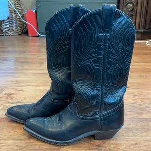 Vintage black leather Code West cowboy boots